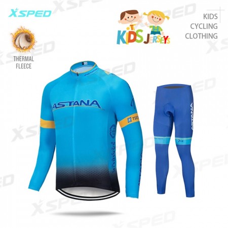 Tenue Maillot M/L + Collant Long 2020 Astana Pro Team Enfant N001